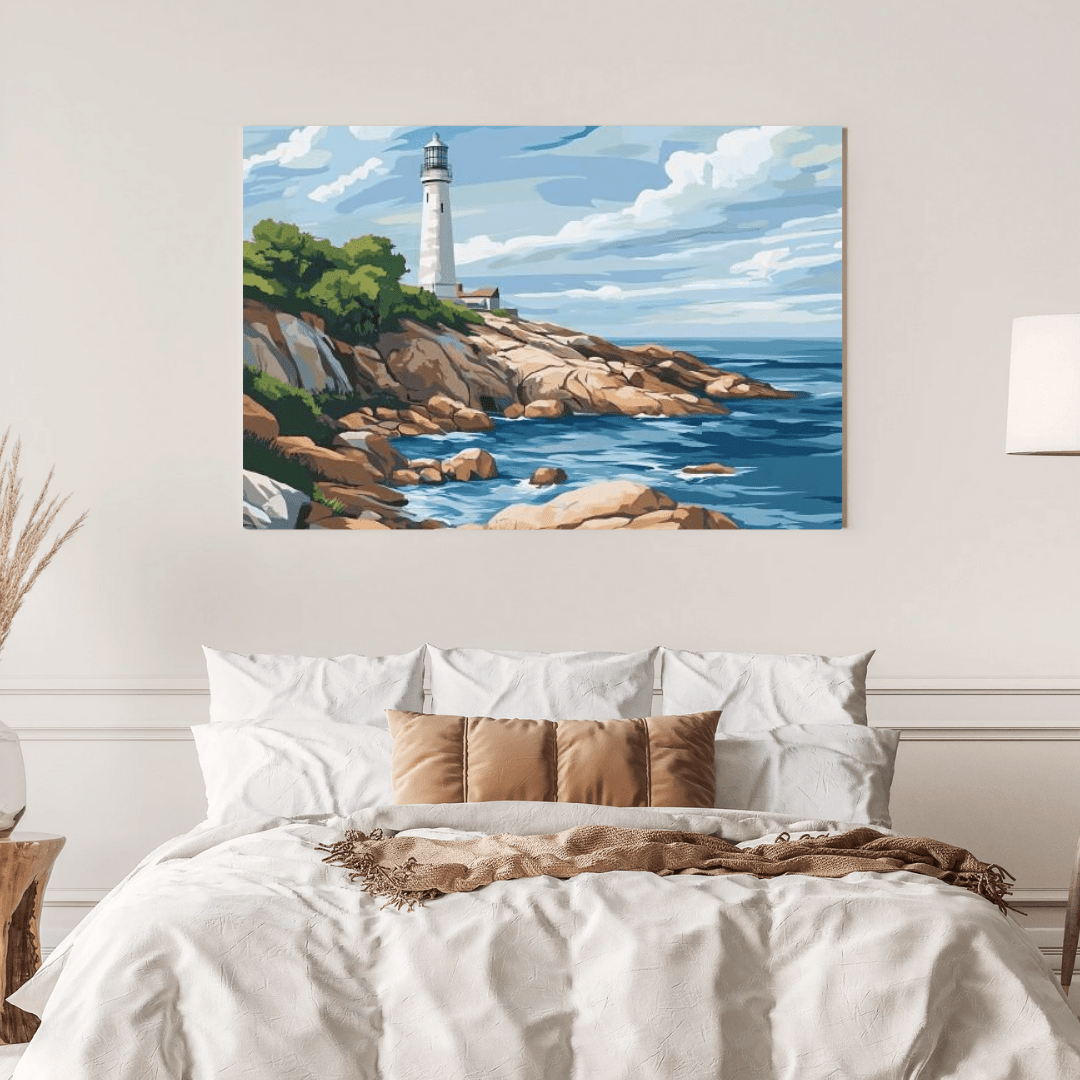 Lighthouse Serenity Coastal Haven - Landscape Wall Art - Aestheticanvas