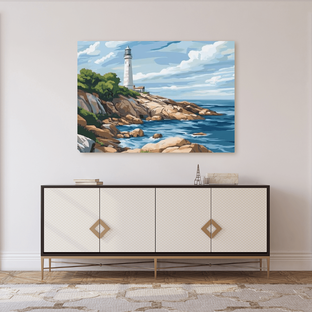 Lighthouse Serenity Coastal Haven - Landscape Wall Art - Aestheticanvas