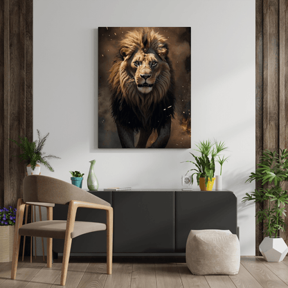 Lion Escaping from Fire - Wall Art - Aestheticanvas