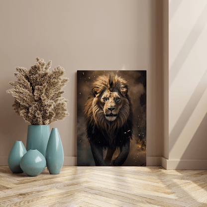 Lion Escaping from Fire - Wall Art - Aestheticanvas