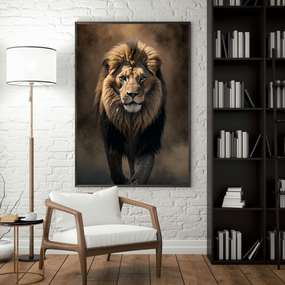 Lion In The Dust - Wall Art - Aestheticanvas