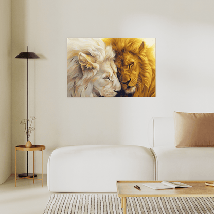 Lions' Loving Brotherhood - Animal Wall Art - Aestheticanvas