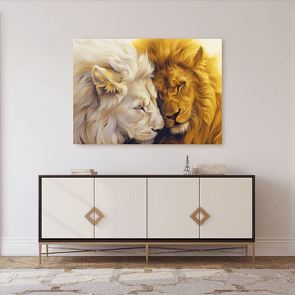 Lions' Loving Brotherhood - Animal Wall Art - Aestheticanvas