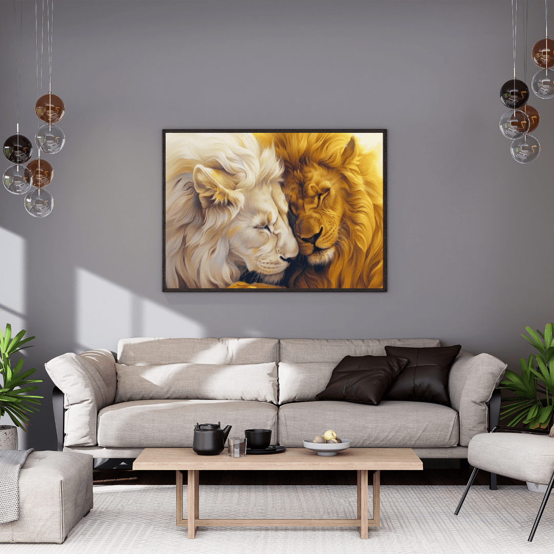 Lions' Loving Brotherhood - Animal Wall Art - Aestheticanvas