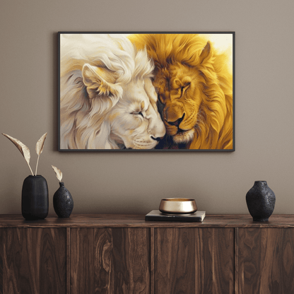 Lions' Loving Brotherhood - Animal Wall Art - Aestheticanvas