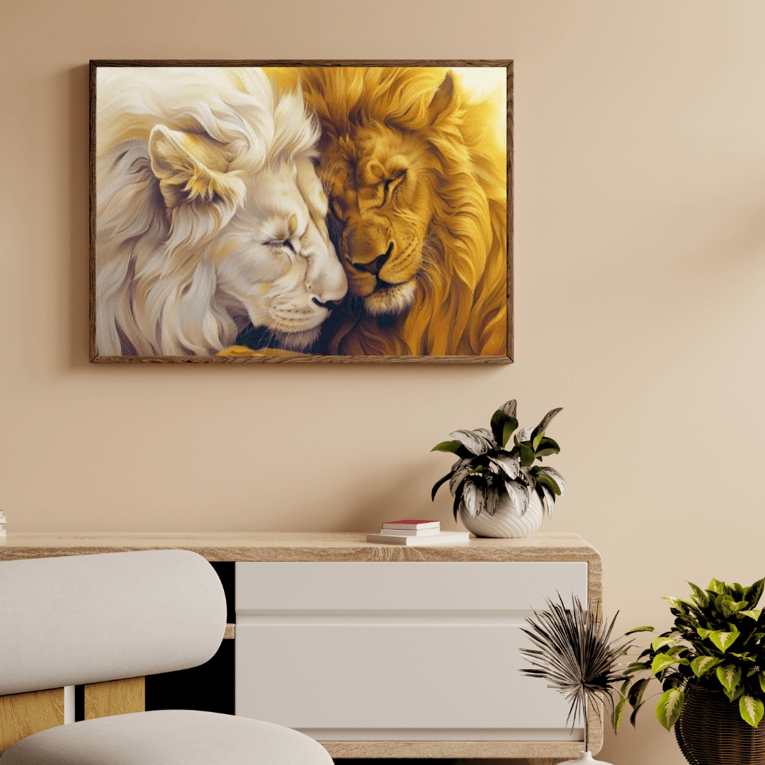 Lions' Loving Brotherhood - Animal Wall Art - Aestheticanvas