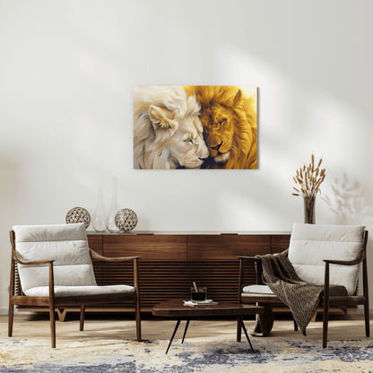 Lions' Loving Brotherhood - Animal Wall Art - Aestheticanvas