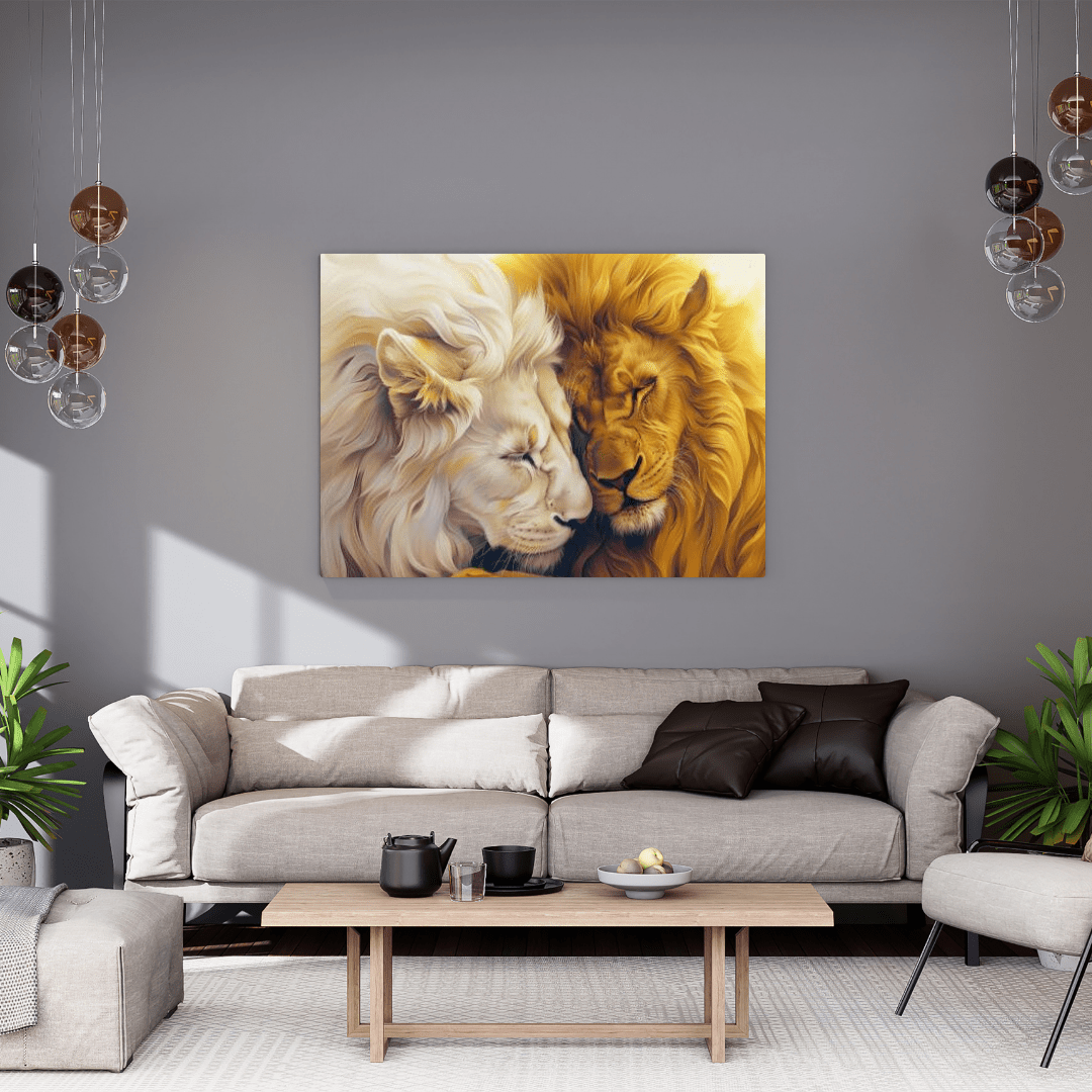 Lions' Loving Brotherhood - Animal Wall Art - Aestheticanvas