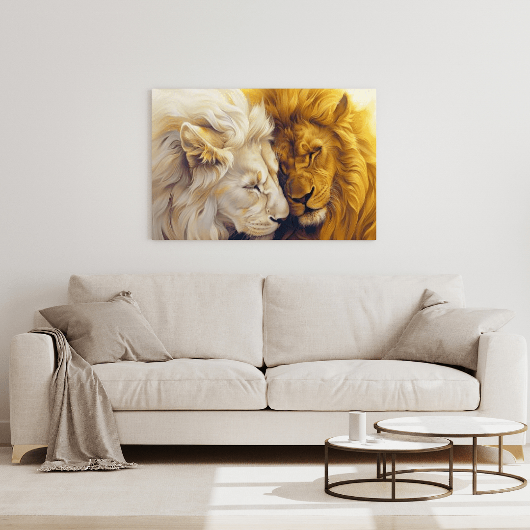 Lions' Loving Brotherhood - Animal Wall Art - Aestheticanvas