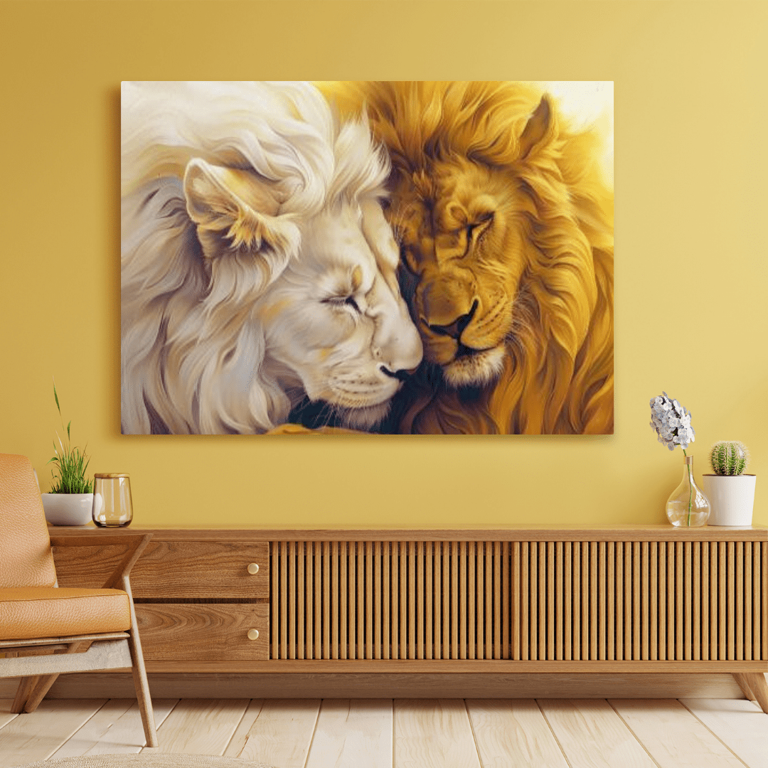 Lions' Loving Brotherhood - Animal Wall Art - Aestheticanvas