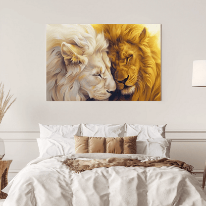 Lions' Loving Brotherhood - Animal Wall Art - Aestheticanvas