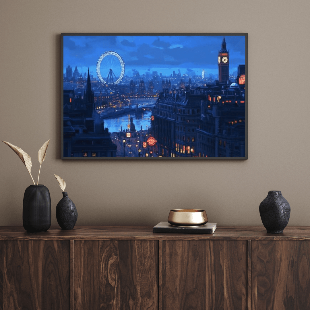 London Nightscape with Big Ben - City Wall Art - Aestheticanvas