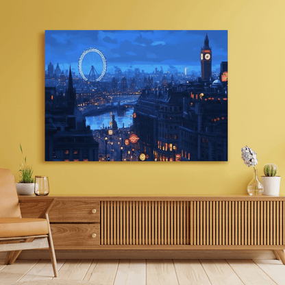 London Nightscape with Big Ben - City Wall Art - Aestheticanvas