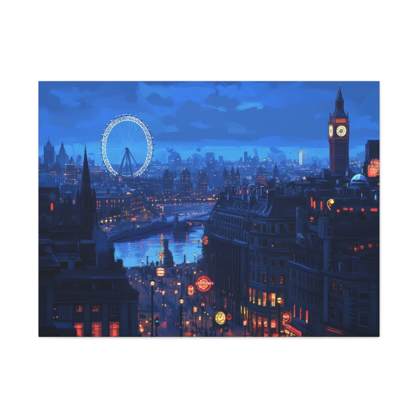 London Nightscape with Big Ben - City Wall Art - Aestheticanvas