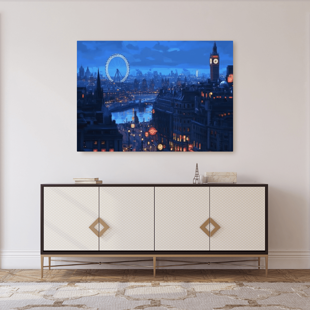 London Nightscape with Big Ben - City Wall Art - Aestheticanvas