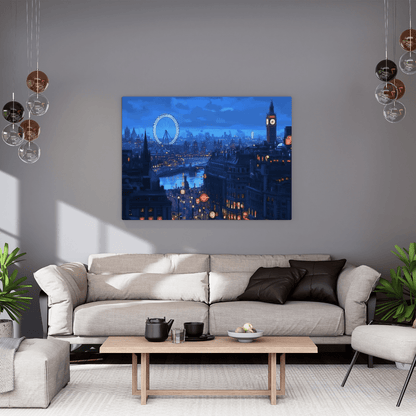 London Nightscape with Big Ben - City Wall Art - Aestheticanvas