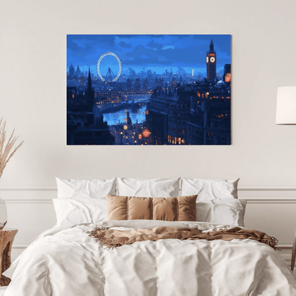 London Nightscape with Big Ben - City Wall Art - Aestheticanvas