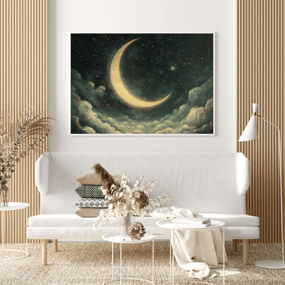 Luminous Crescent Fantasy - Moon Wall Art - Aestheticanvas