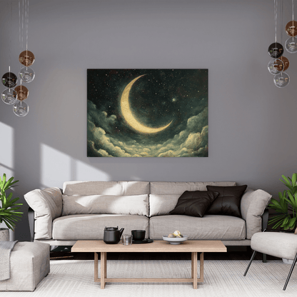 Luminous Crescent Fantasy - Moon Wall Art - Aestheticanvas