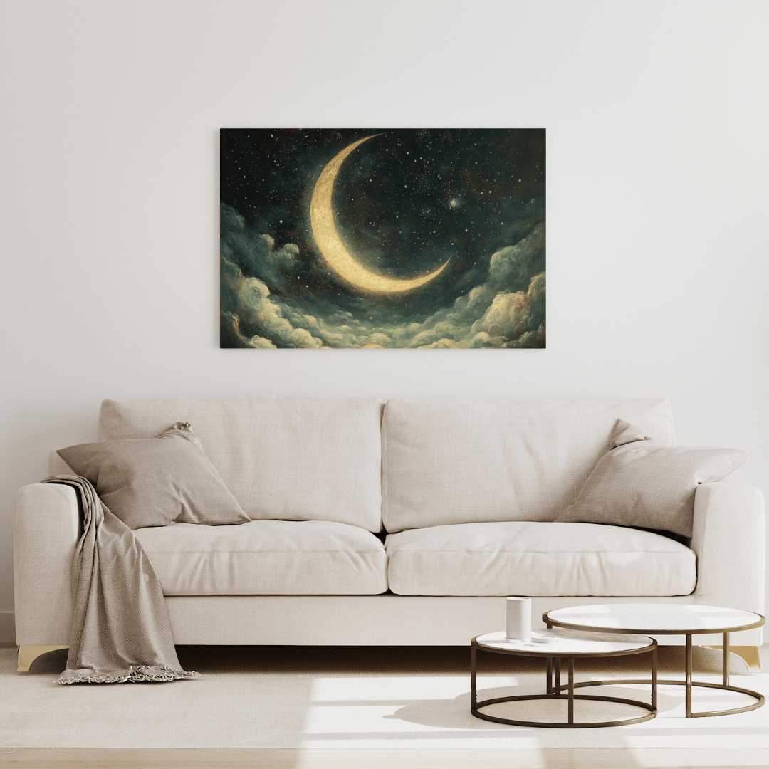 Luminous Crescent Fantasy - Moon Wall Art - Aestheticanvas