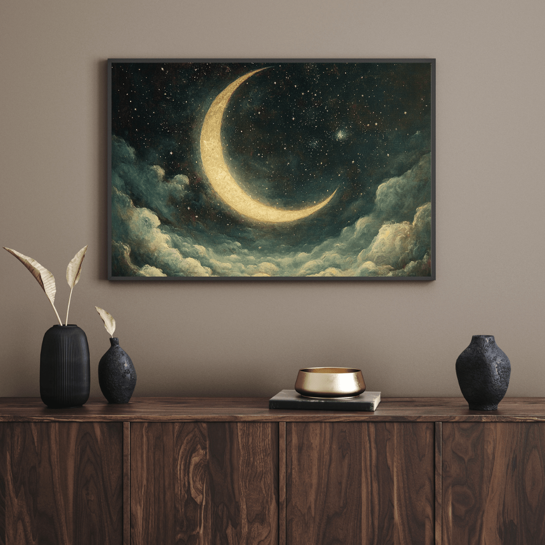 Luminous Crescent Fantasy - Moon Wall Art - Aestheticanvas