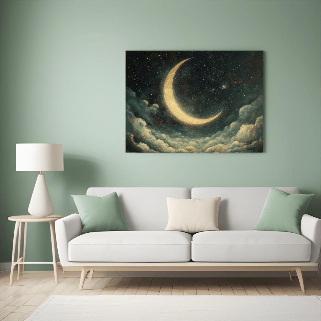 Luminous Crescent Fantasy - Moon Wall Art - Aestheticanvas