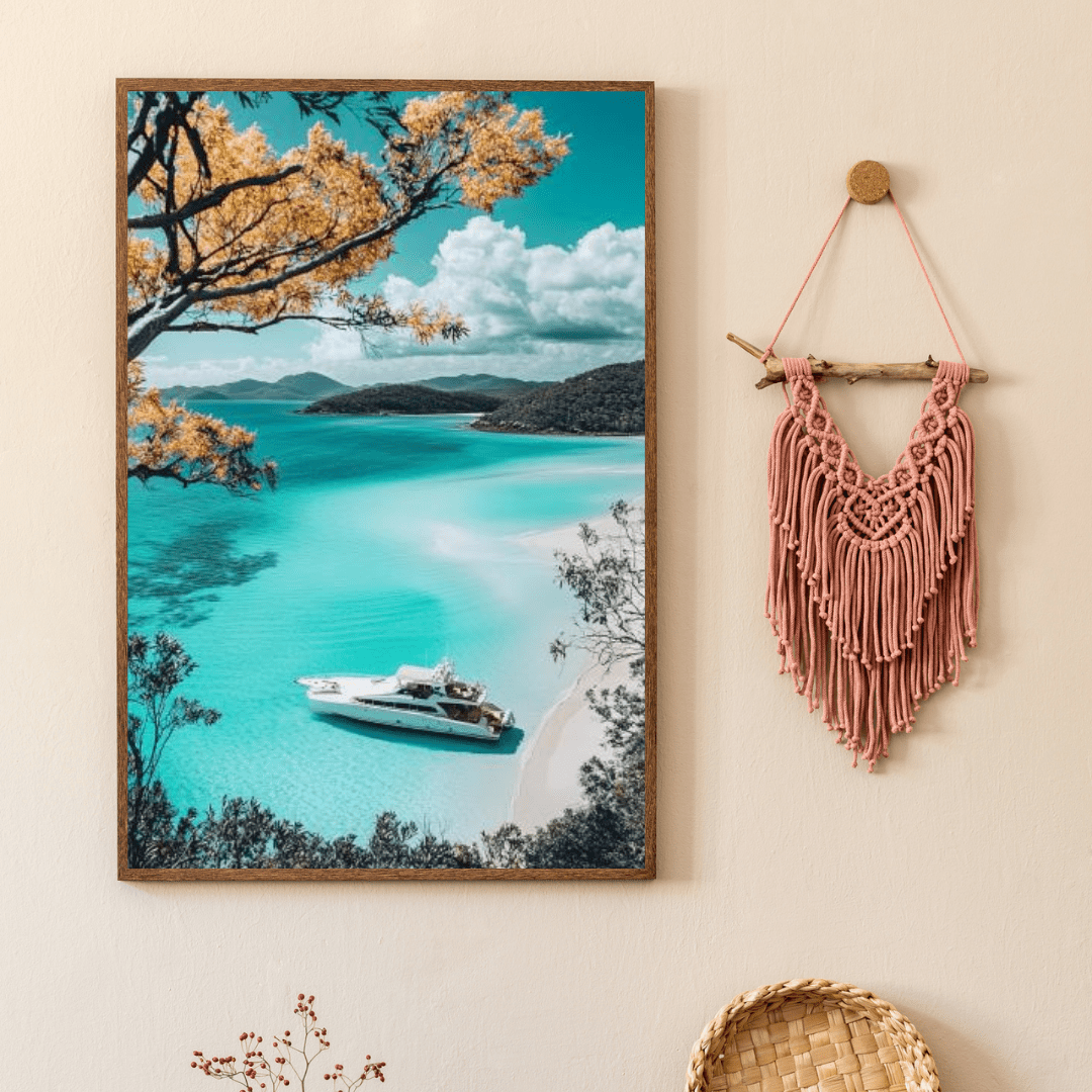 Luxury Yacht in Turquoise Paradise - Beach Wall Art - Aestheticanvas