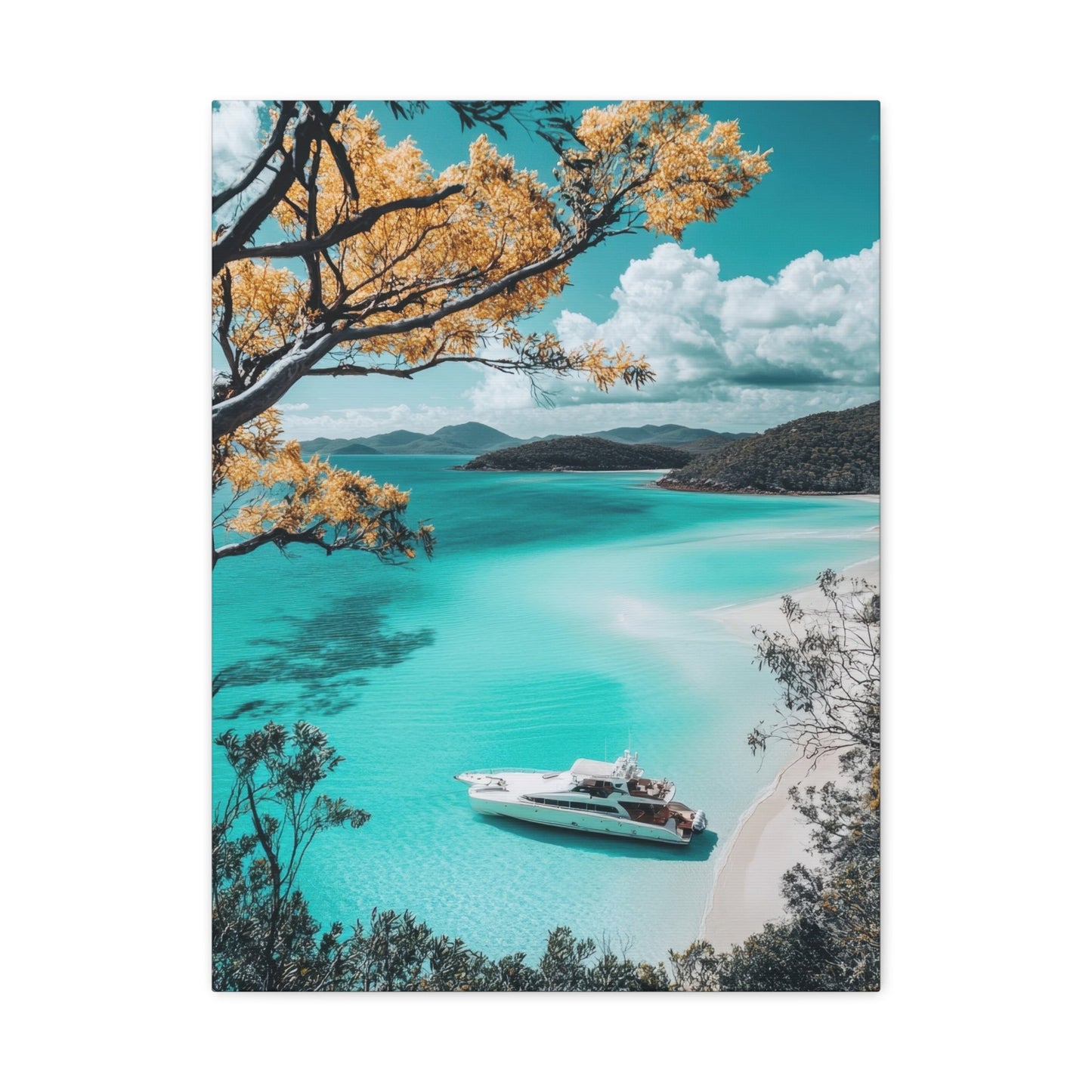 Luxury Yacht in Turquoise Paradise - Beach Wall Art - Aestheticanvas