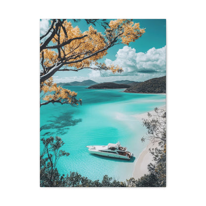 Luxury Yacht in Turquoise Paradise - Beach Wall Art - Aestheticanvas