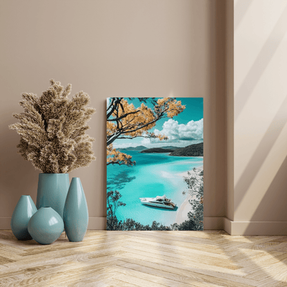 Luxury Yacht in Turquoise Paradise - Beach Wall Art - Aestheticanvas