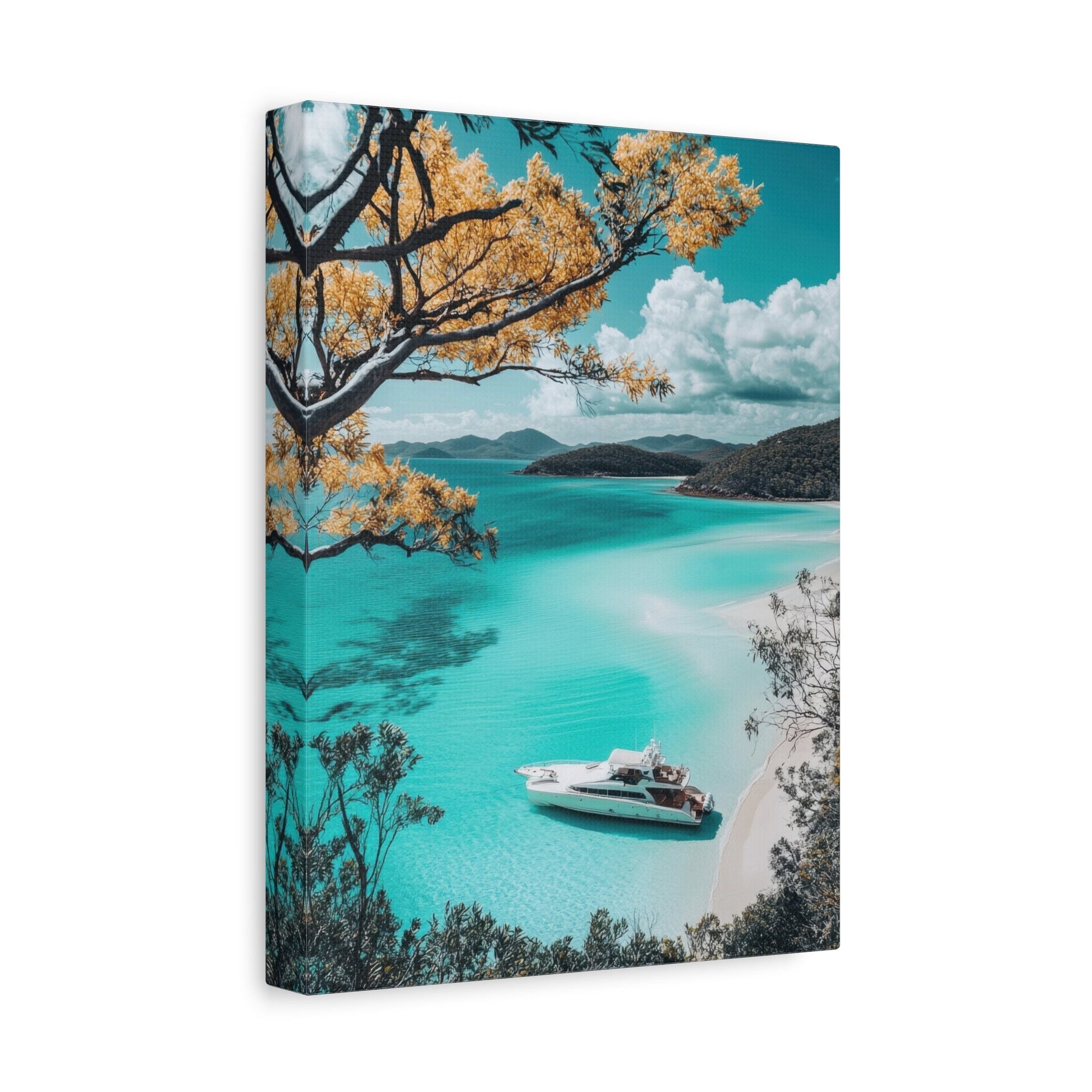 Luxury Yacht in Turquoise Paradise - Beach Wall Art - Aestheticanvas