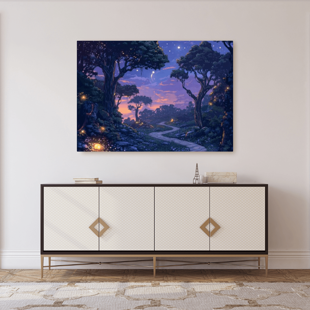 Magical Twilight Forest Path - Fantasy Wall Art - Aestheticanvas