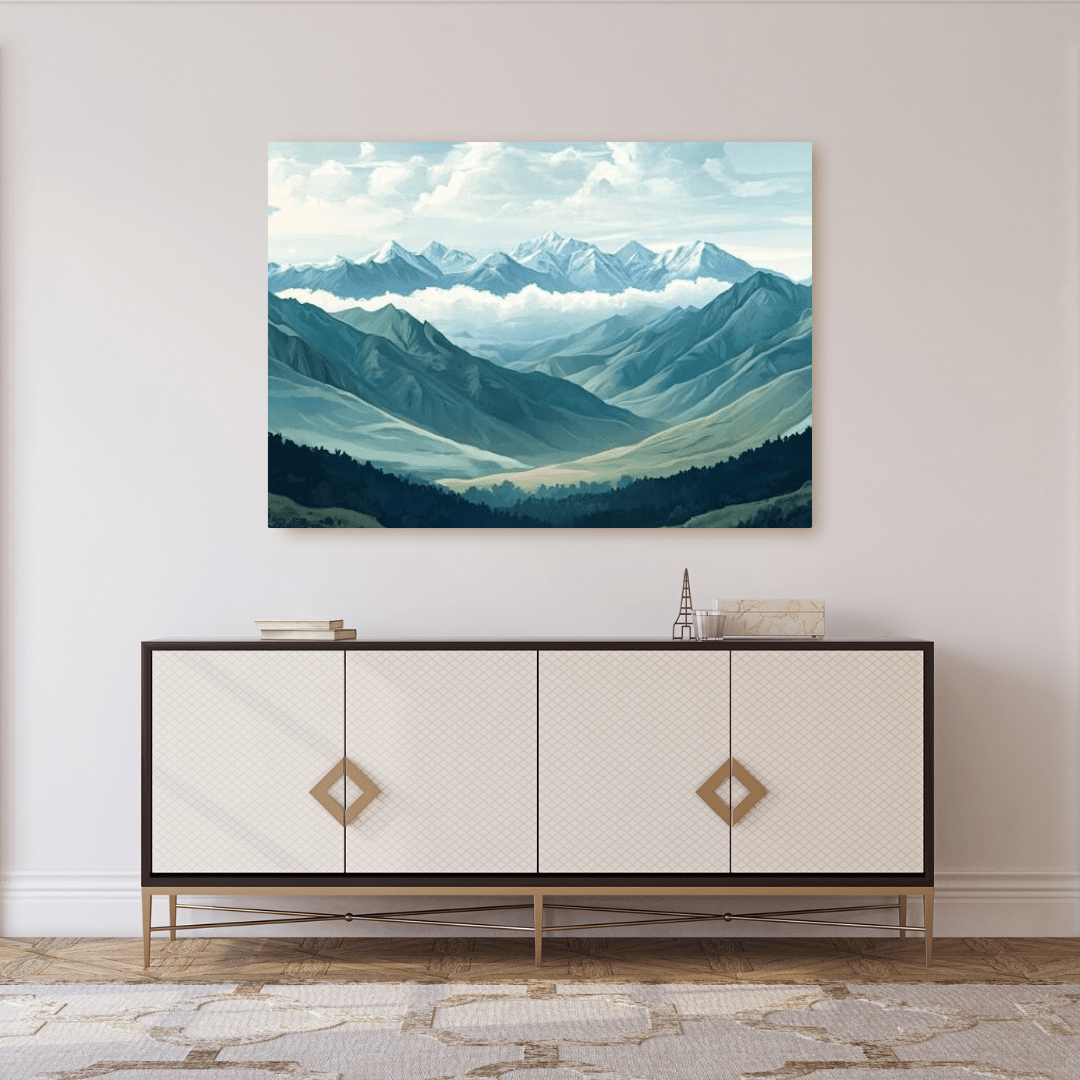 Majestic Alpine Peaks Landscape - Mountain Wall Art - Aestheticanvas