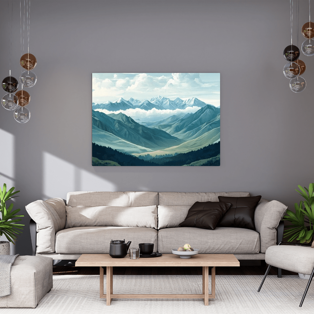 Majestic Alpine Peaks Landscape - Mountain Wall Art - Aestheticanvas