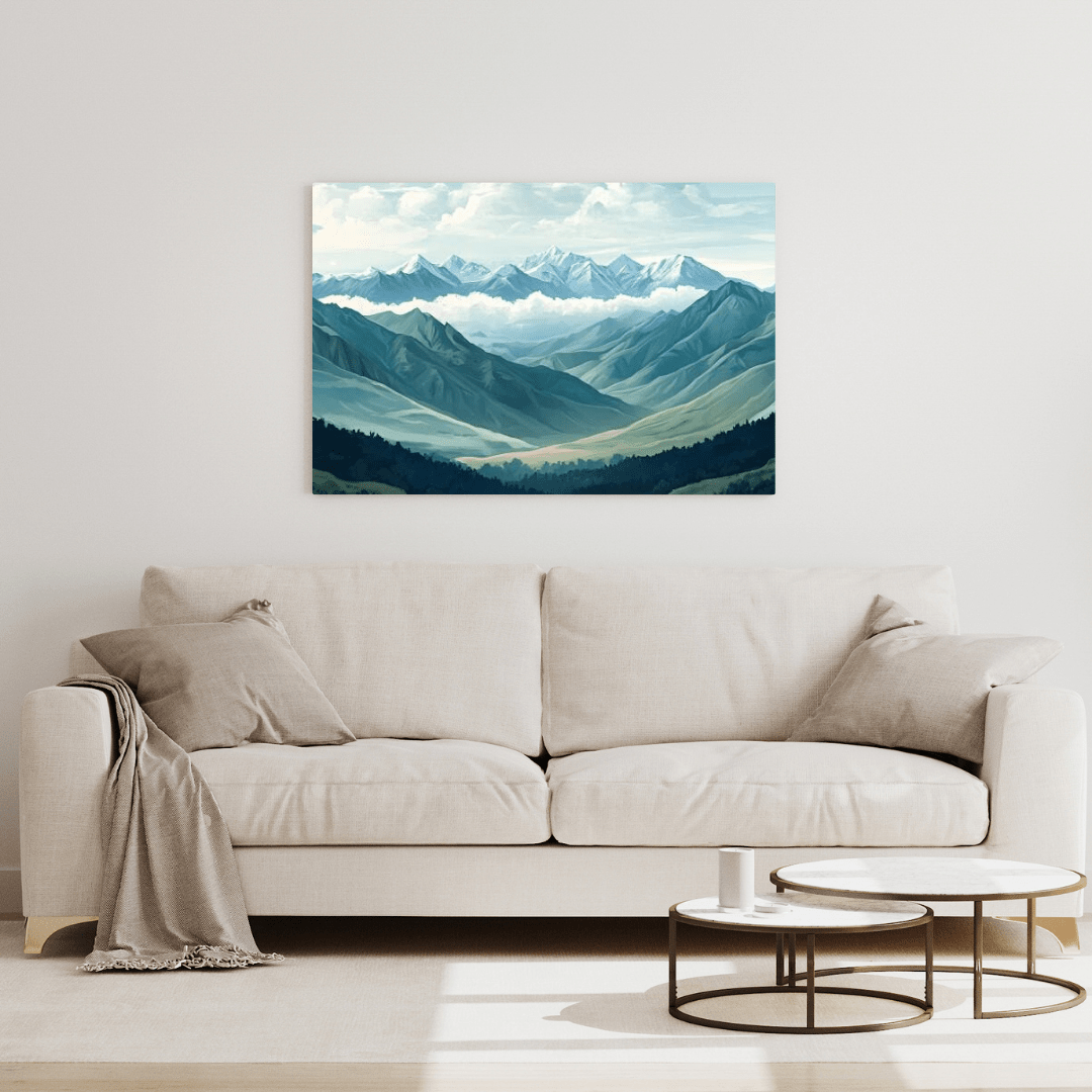 Majestic Alpine Peaks Landscape - Mountain Wall Art - Aestheticanvas