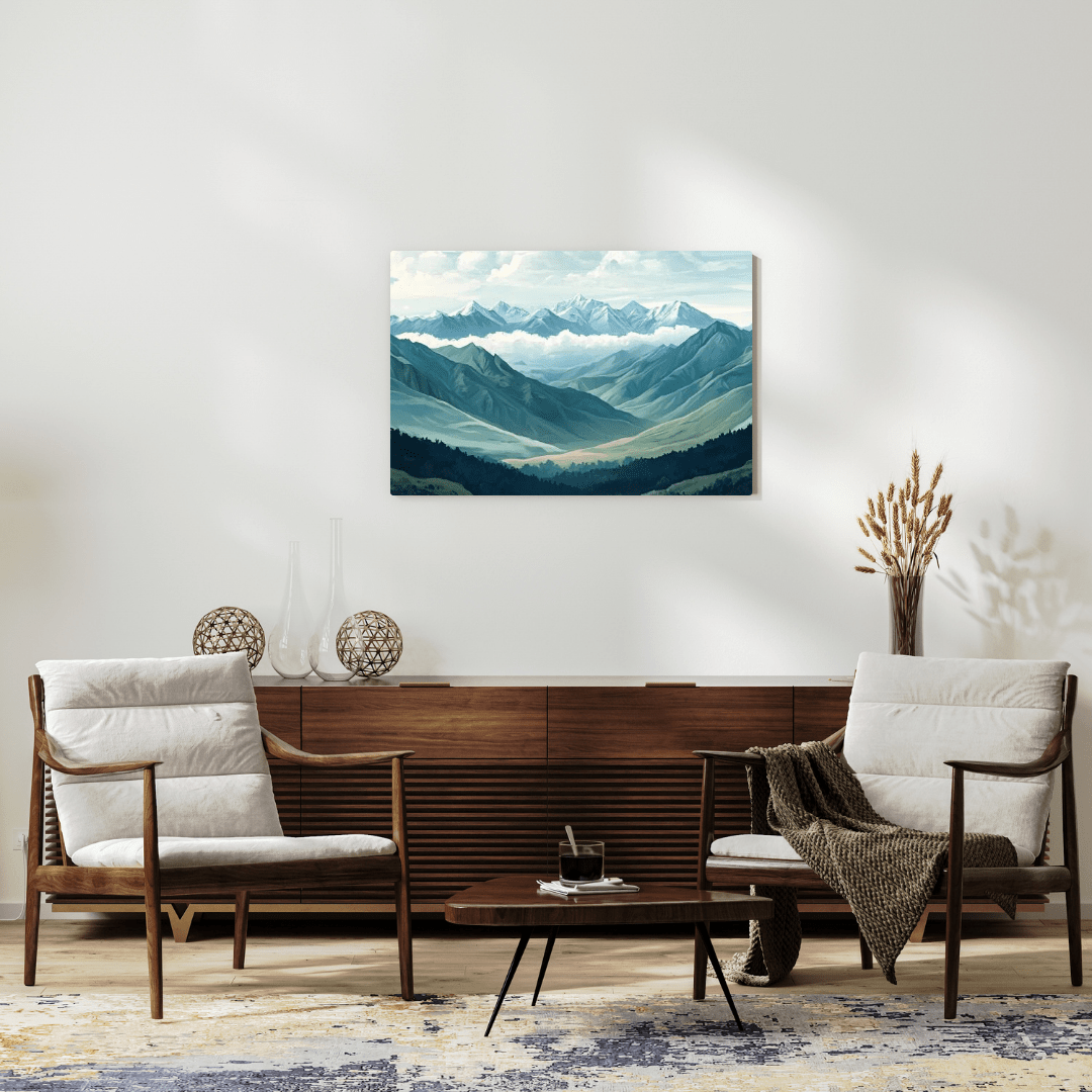 Majestic Alpine Peaks Landscape - Mountain Wall Art - Aestheticanvas