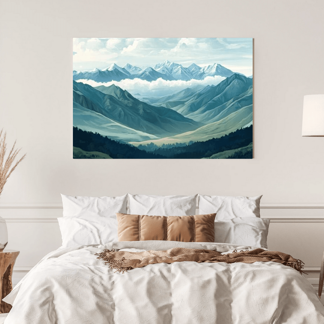 Majestic Alpine Peaks Landscape - Mountain Wall Art - Aestheticanvas