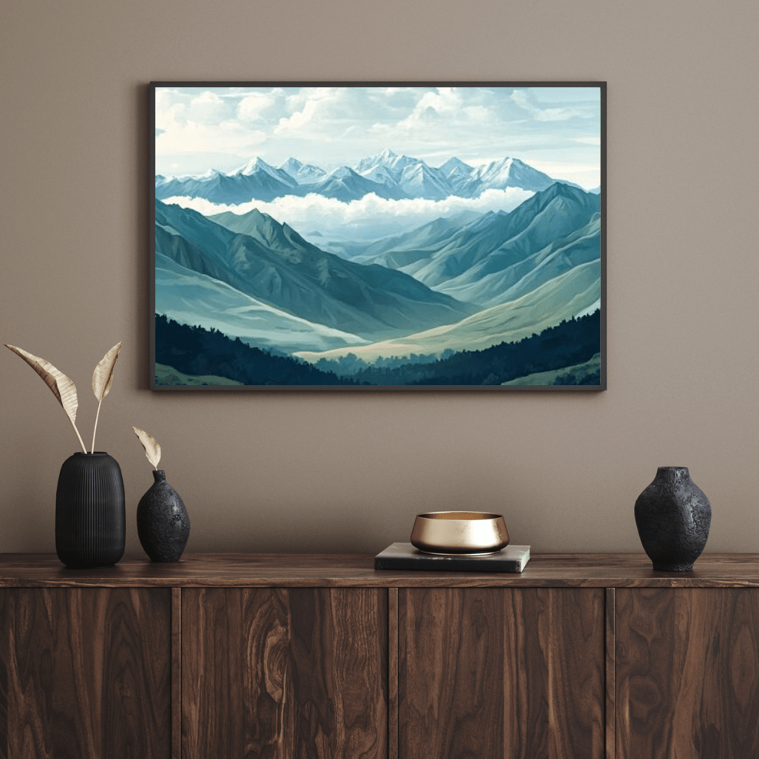 Majestic Alpine Peaks Landscape - Mountain Wall Art - Aestheticanvas