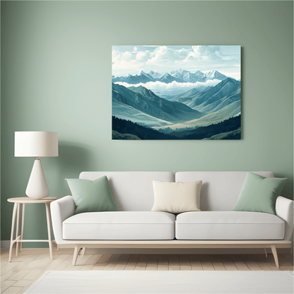 Majestic Alpine Peaks Landscape - Mountain Wall Art - Aestheticanvas