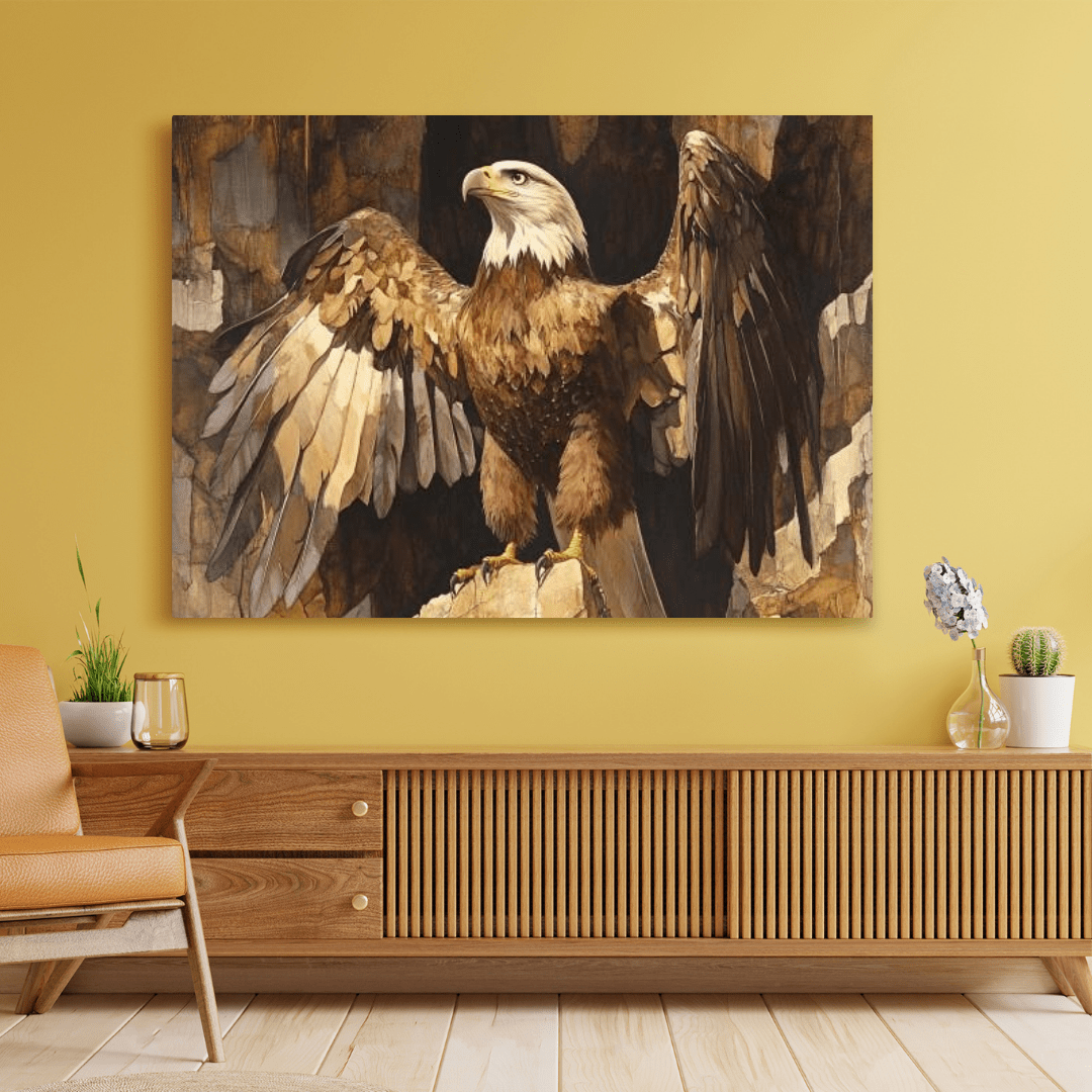 Majestic Bald Eagle on Cliff - Bird Wall Art - Aestheticanvas