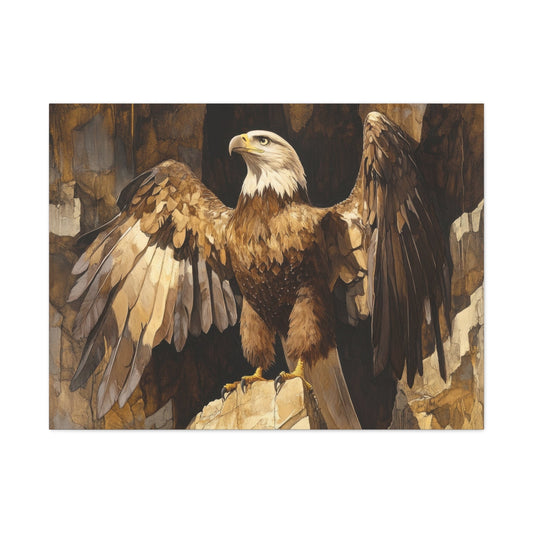 Majestic Bald Eagle on Cliff - Bird Wall Art - Aestheticanvas