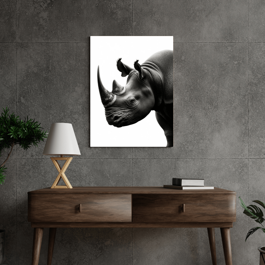 Majestic Black & White Rhino - Animal Wall Art - Aestheticanvas