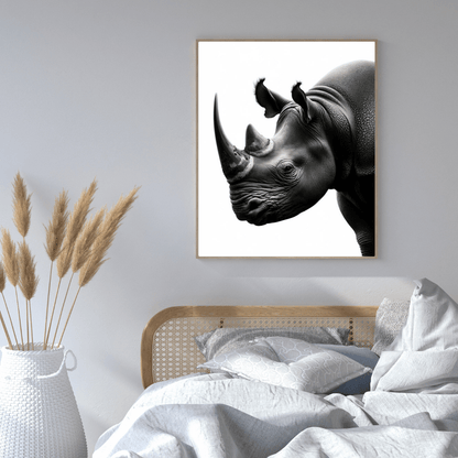 Majestic Black & White Rhino - Animal Wall Art - Aestheticanvas