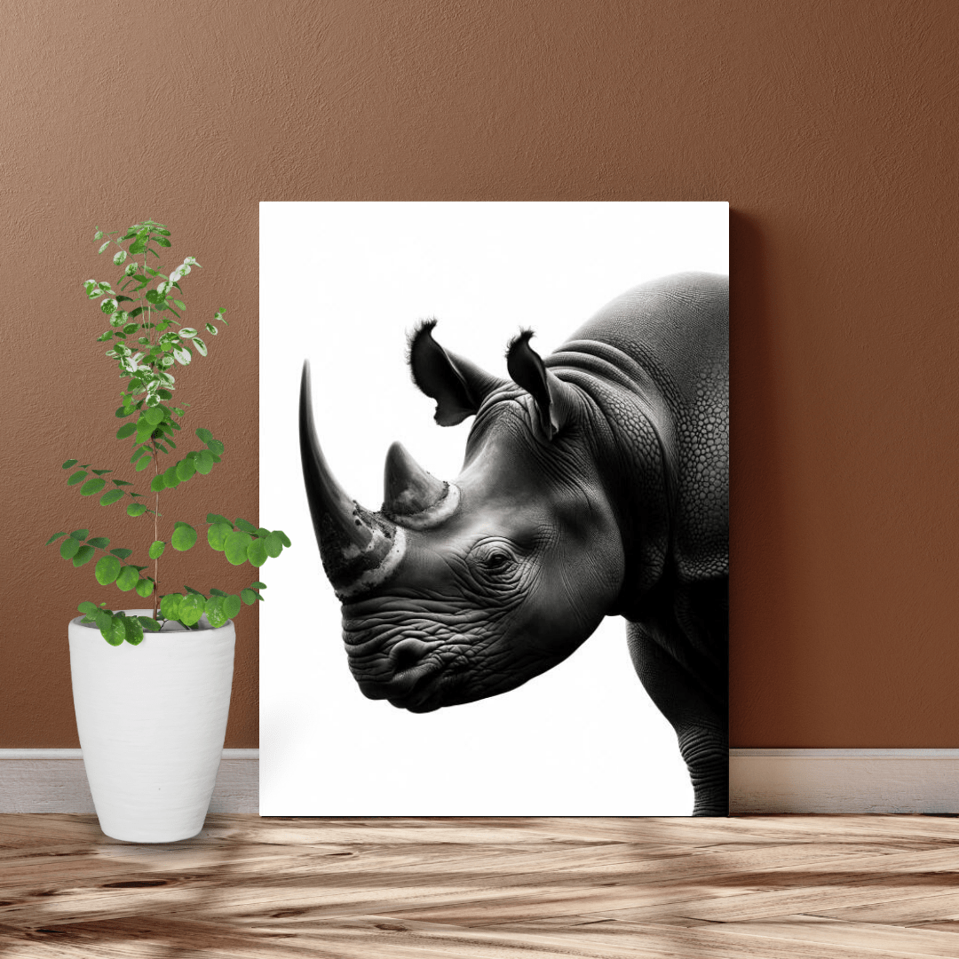 Majestic Black & White Rhino - Animal Wall Art - Aestheticanvas