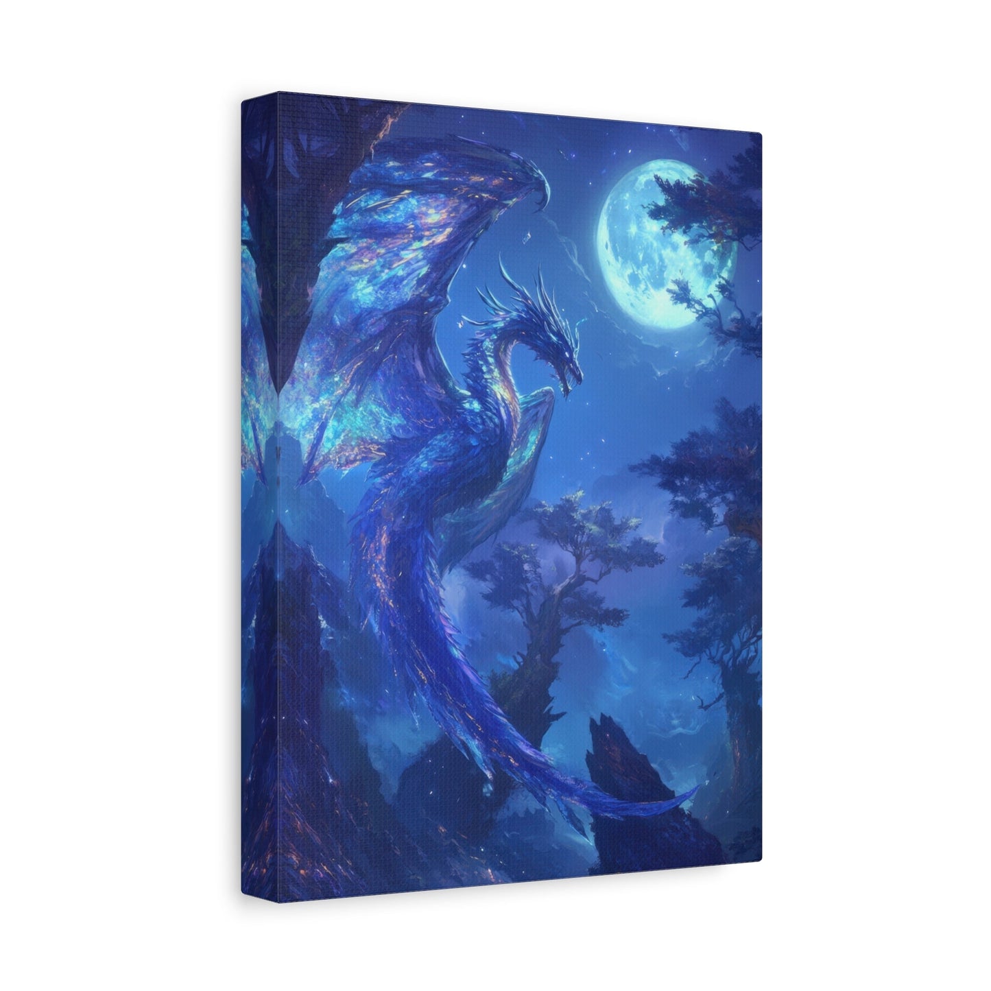 Majestic Blue Dragon Illumination - Fantasy Wall Art - Aestheticanvas