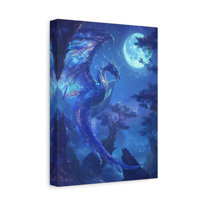 Majestic Blue Dragon Illumination - Fantasy Wall Art - Aestheticanvas