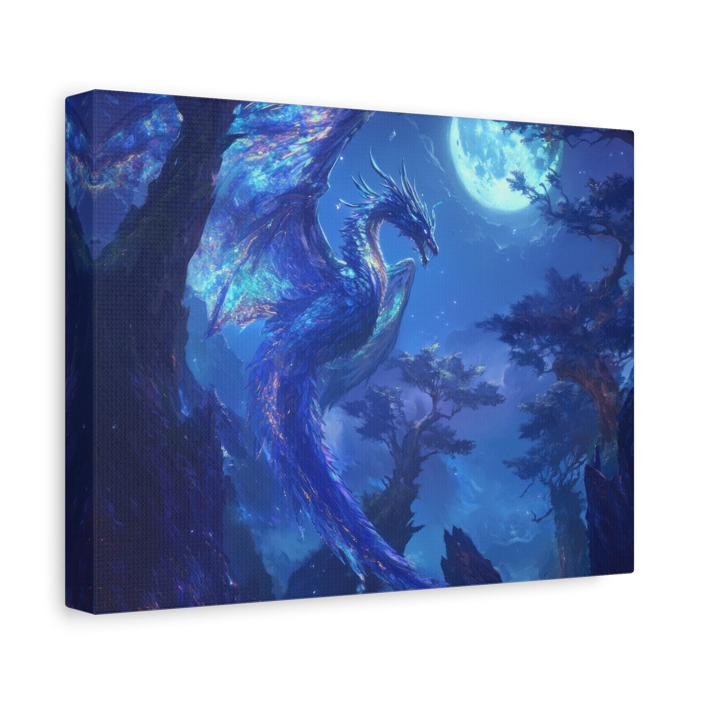 Majestic Blue Dragon Illumination - Fantasy Wall Art - Aestheticanvas