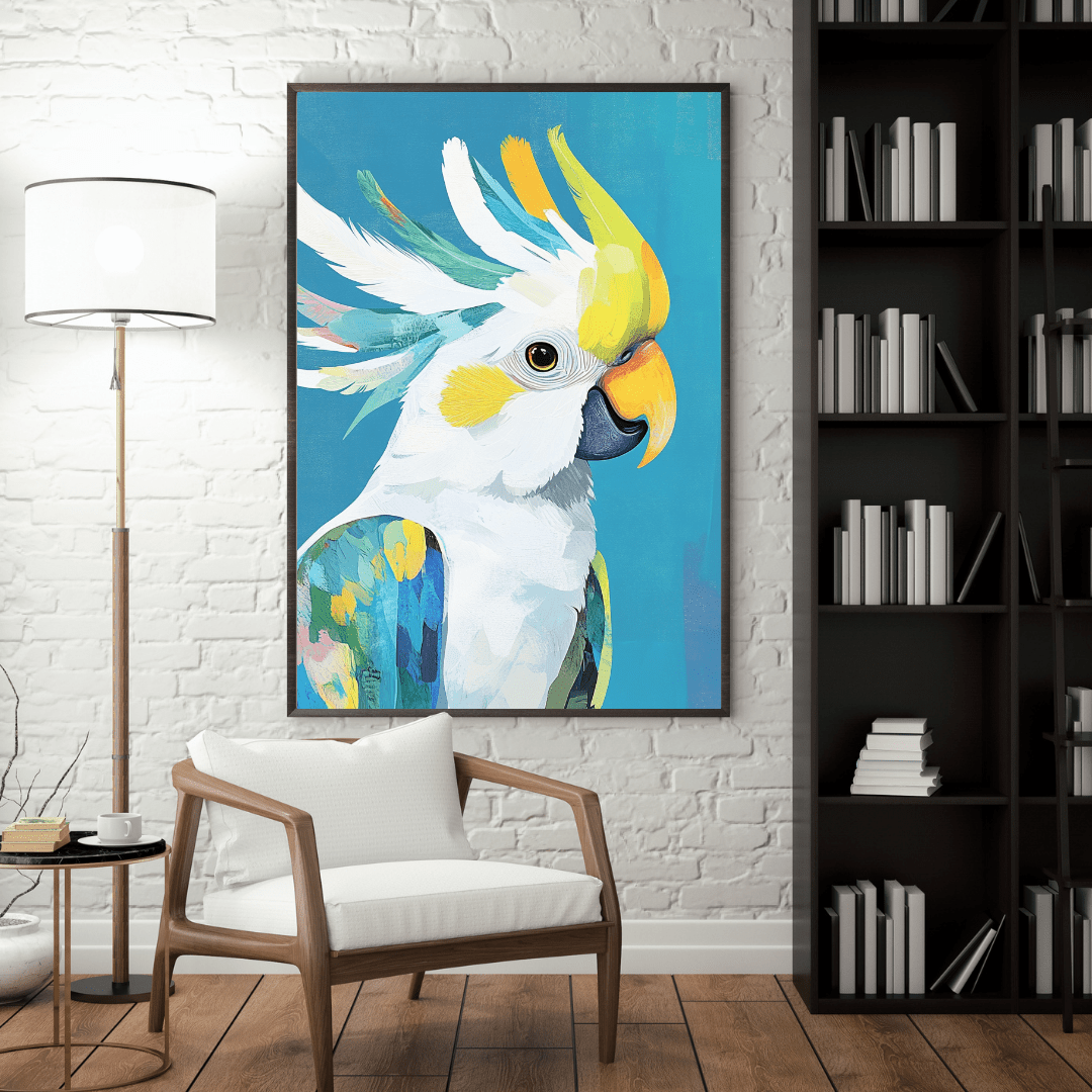 Majestic Cockatoo in Colourful Splendour - Bird Wall Art - Aestheticanvas