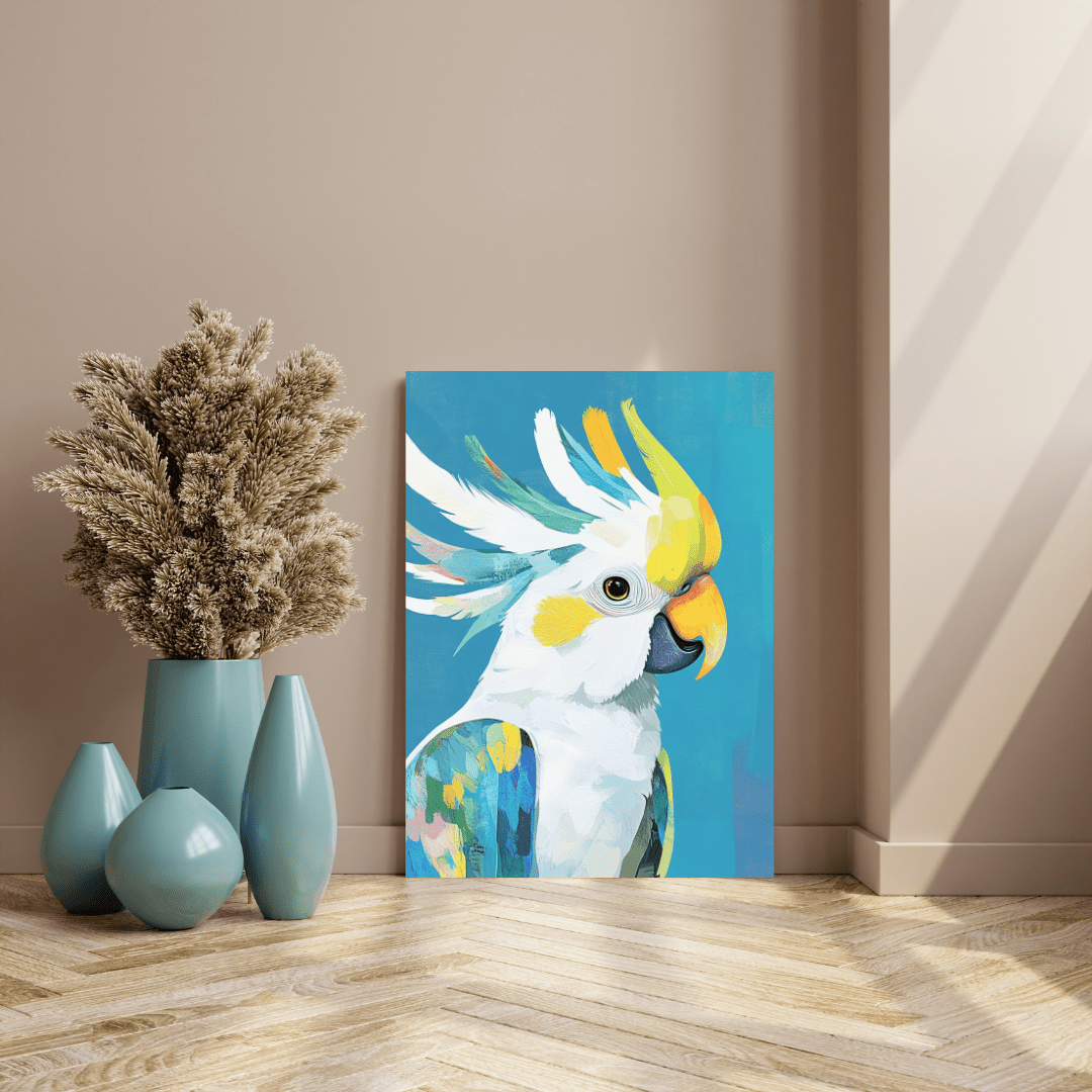 Majestic Cockatoo in Colourful Splendour - Bird Wall Art - Aestheticanvas