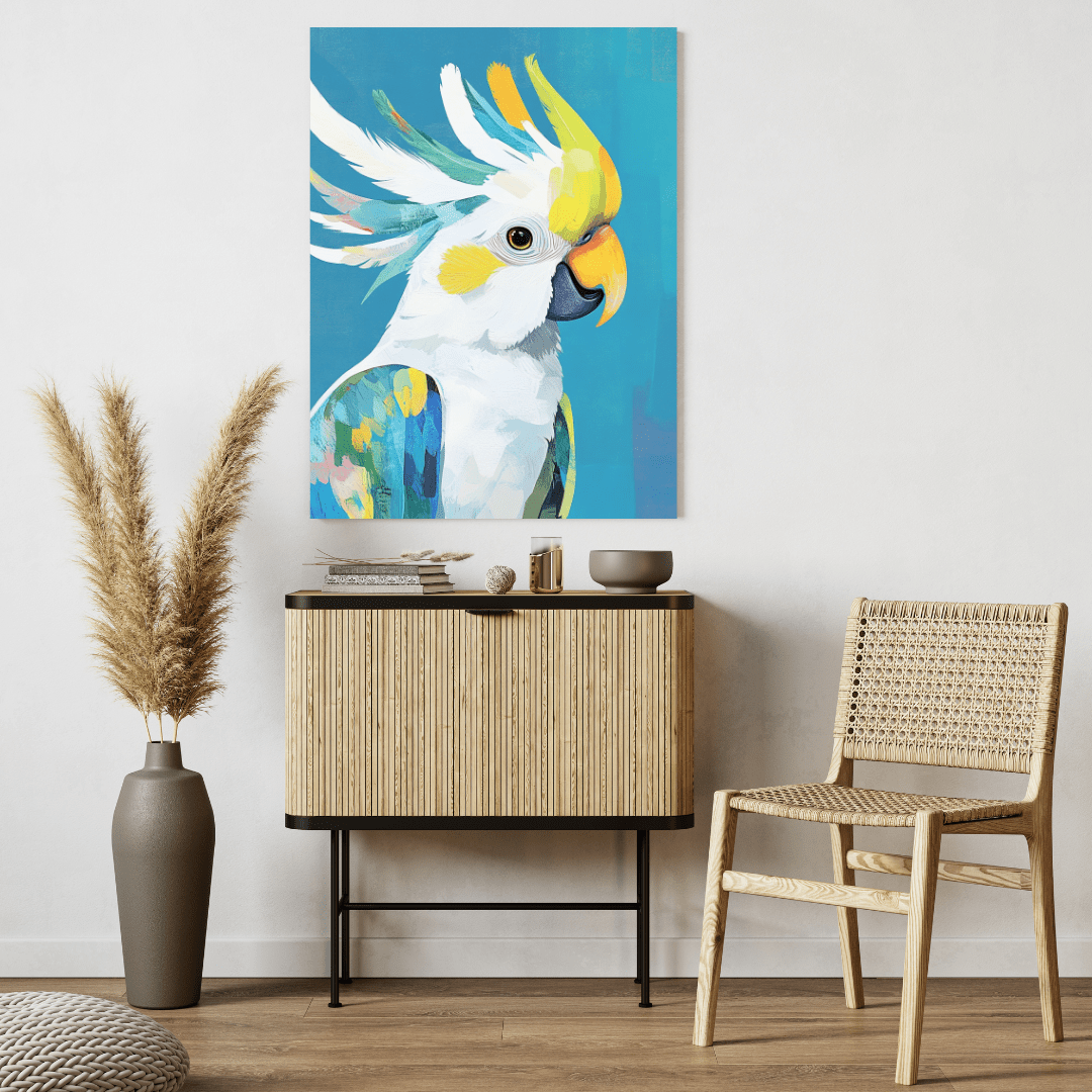 Majestic Cockatoo in Colourful Splendour - Bird Wall Art - Aestheticanvas